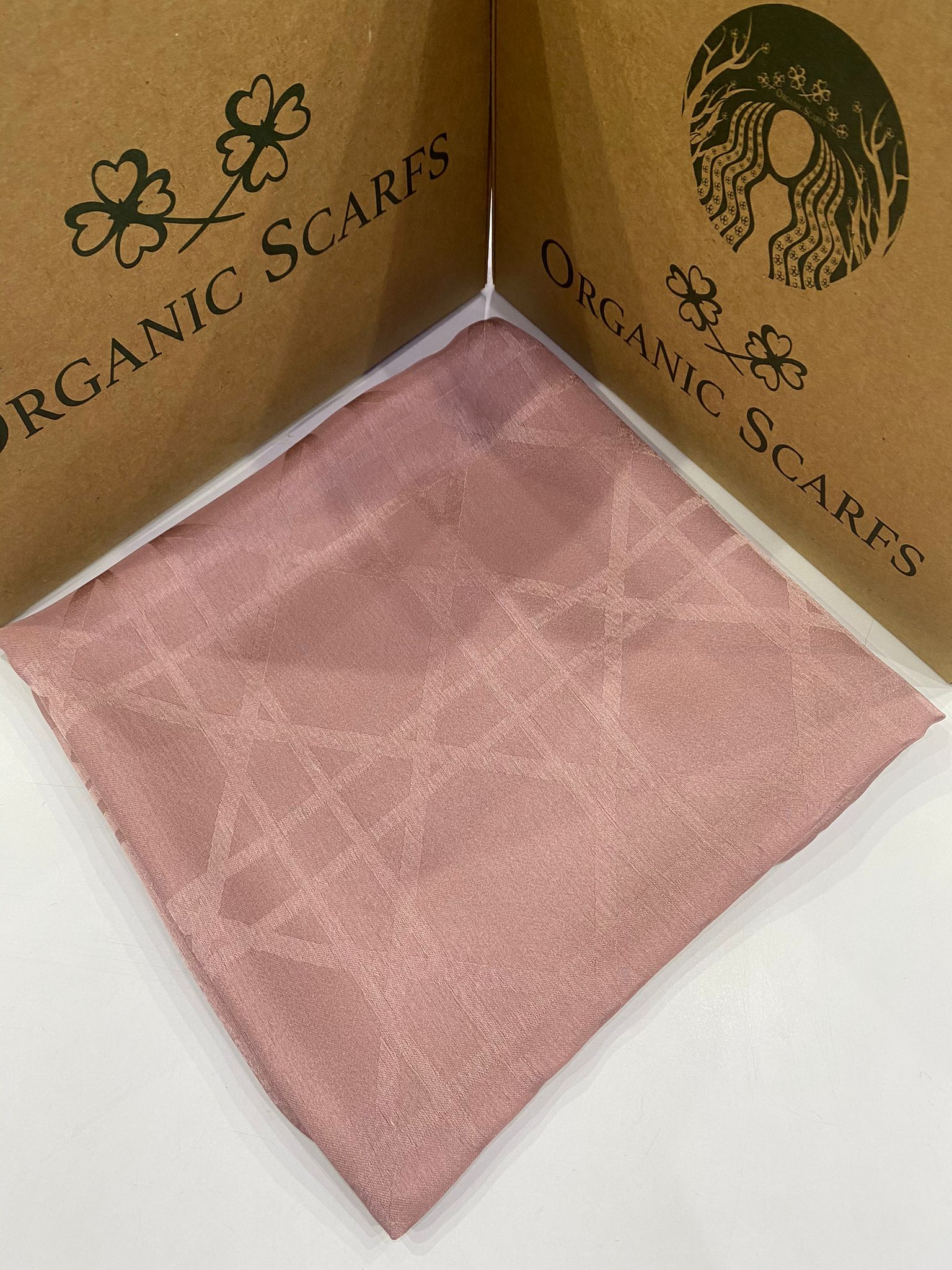 LİNE Desen İpeksi Jakar Şal - Pamuk Şekeri - Organic ScarfsOrganic Scarfs
