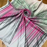 Line Twill Eşarp - Gri/Fuşya