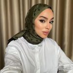 Lv Desenli İpek Kaşmir Çift Taraflı Şal - Haki