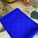 Monogram Desen Pamuk İpek Jakar Şal - Saks