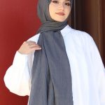 Organic Scarfs Bambu Kraş Şal Modeli - Antrasit
