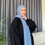 Organic Scarfs Bambu Kraş Şal Modeli - Bebe Mavi