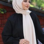 Organic Scarfs Bambu Kraş Şal Modeli -Açik krem