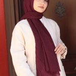 Organic Scarfs Bambu Kraş Şal Modeli - Bordo