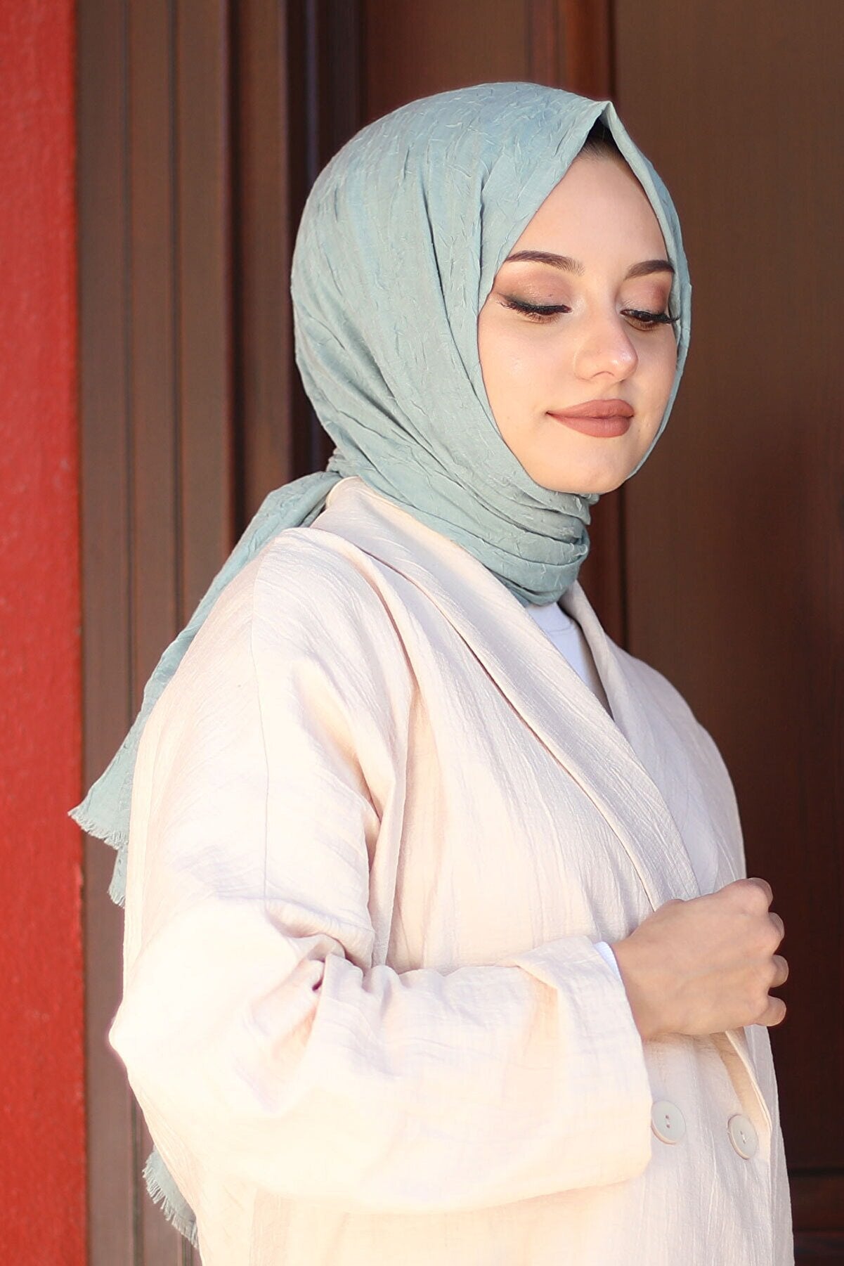 Organic Scarfs Bambu Kraş Şal Modeli - Çağla - Organic ScarfsOrganic Scarfs