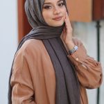 Organic Scarfs Bambu Kraş Şal Modeli - Füme