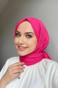 Organic Scarfs Bambu Kraş Şal Modeli - Fuşya