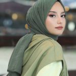 Organic Scarfs Bambu Kraş Şal Modeli - Haki