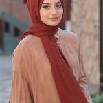 Organic Scarfs Bambu Kraş Şal Modeli - Kızıl Kiremit