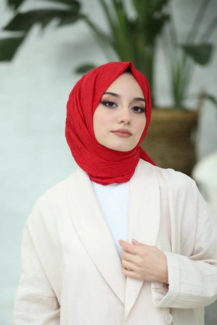 Organic Scarfs Bambu Kraş Şal Modeli - Kırmızı - Organic ScarfsOrganic Scarfs