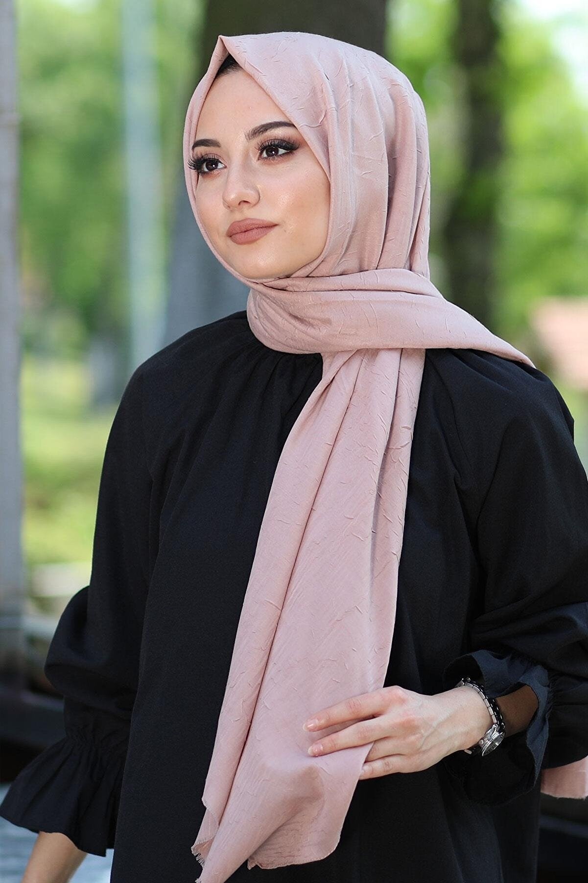 Organic Scarfs Bambu Kraş Şal Modeli - Latte - Organic ScarfsOrganic Scarfs