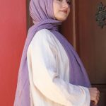 Organic Scarfs Bambu Kraş Şal Modeli - Eflatun