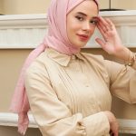 Organic Scarfs Bambu Kraş Şal Modeli - Soft Pudra