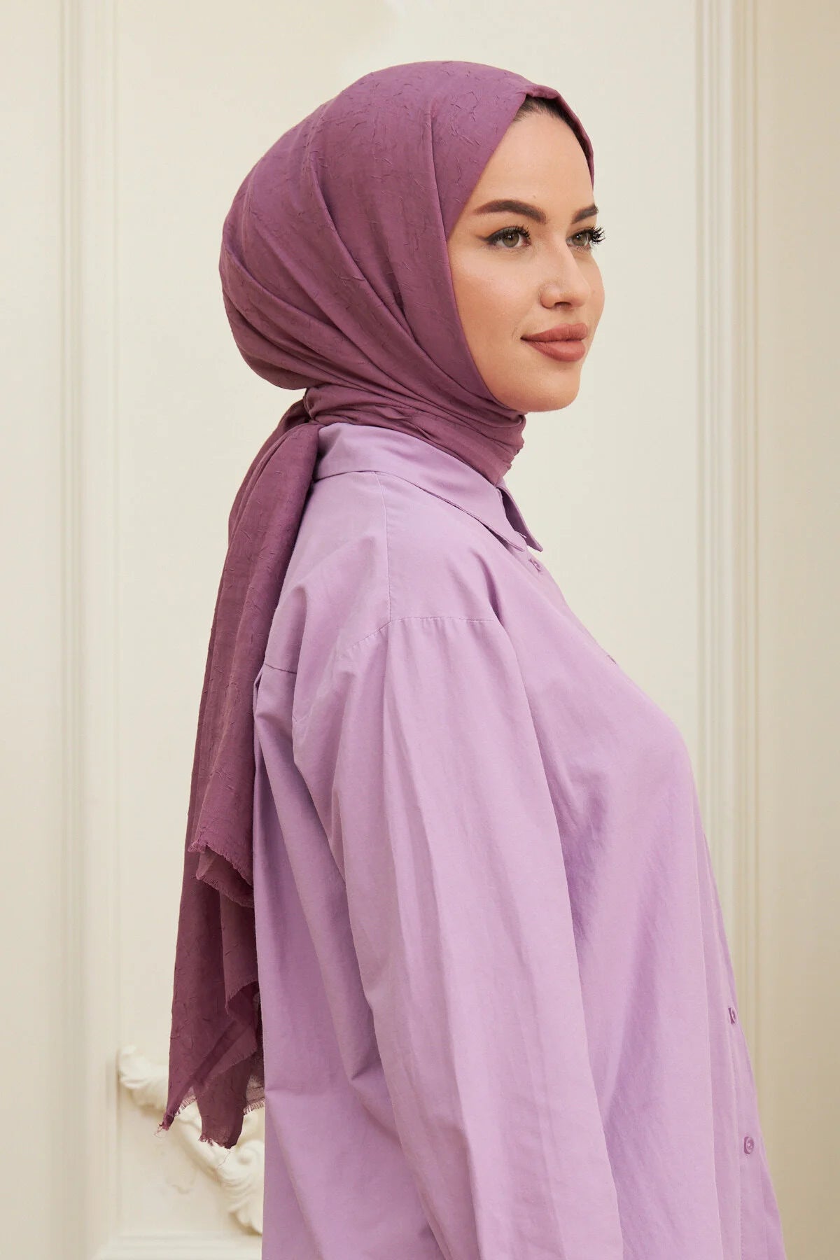 Organic Scarfs Bambu Kraş Şal Modeli - Mürdüm - Organic ScarfsOrganic Scarfs