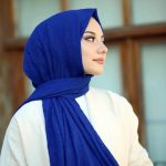 Organic Scarfs Bambu Kraş Şal Modeli - Saks