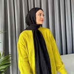 Organic Scarfs Bambu Kraş Şal Modeli - Siyah