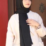 Organic Scarfs Bambu Kraş Şal Modeli - Siyah