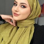 Organic Scarfs Bambu Kraş Şal Modeli - Yağ Yeşili