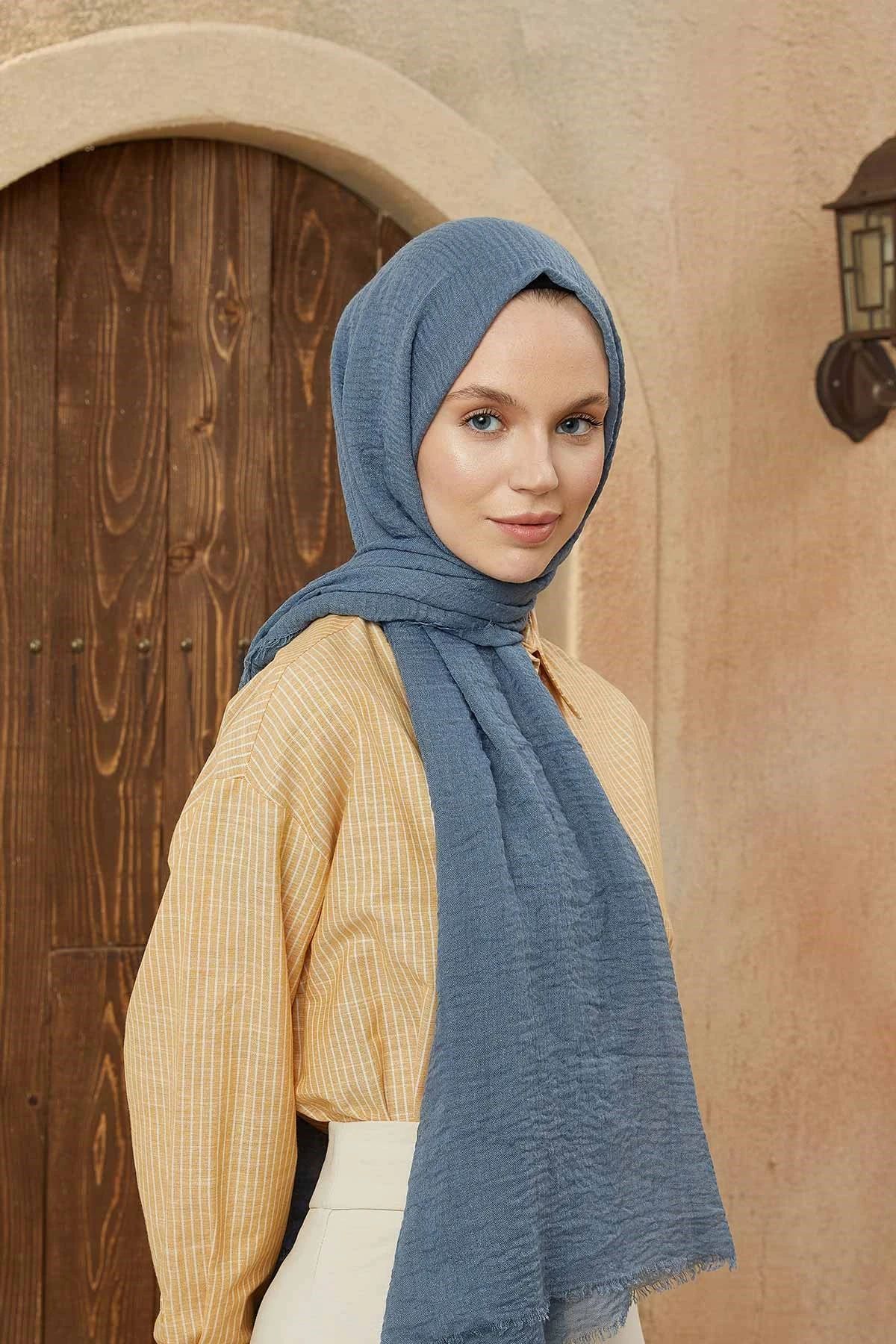 Organic Scarfs Bürümcük Şal Modeli - Bondi Mavisi - Organic ScarfsOrganic Scarfs