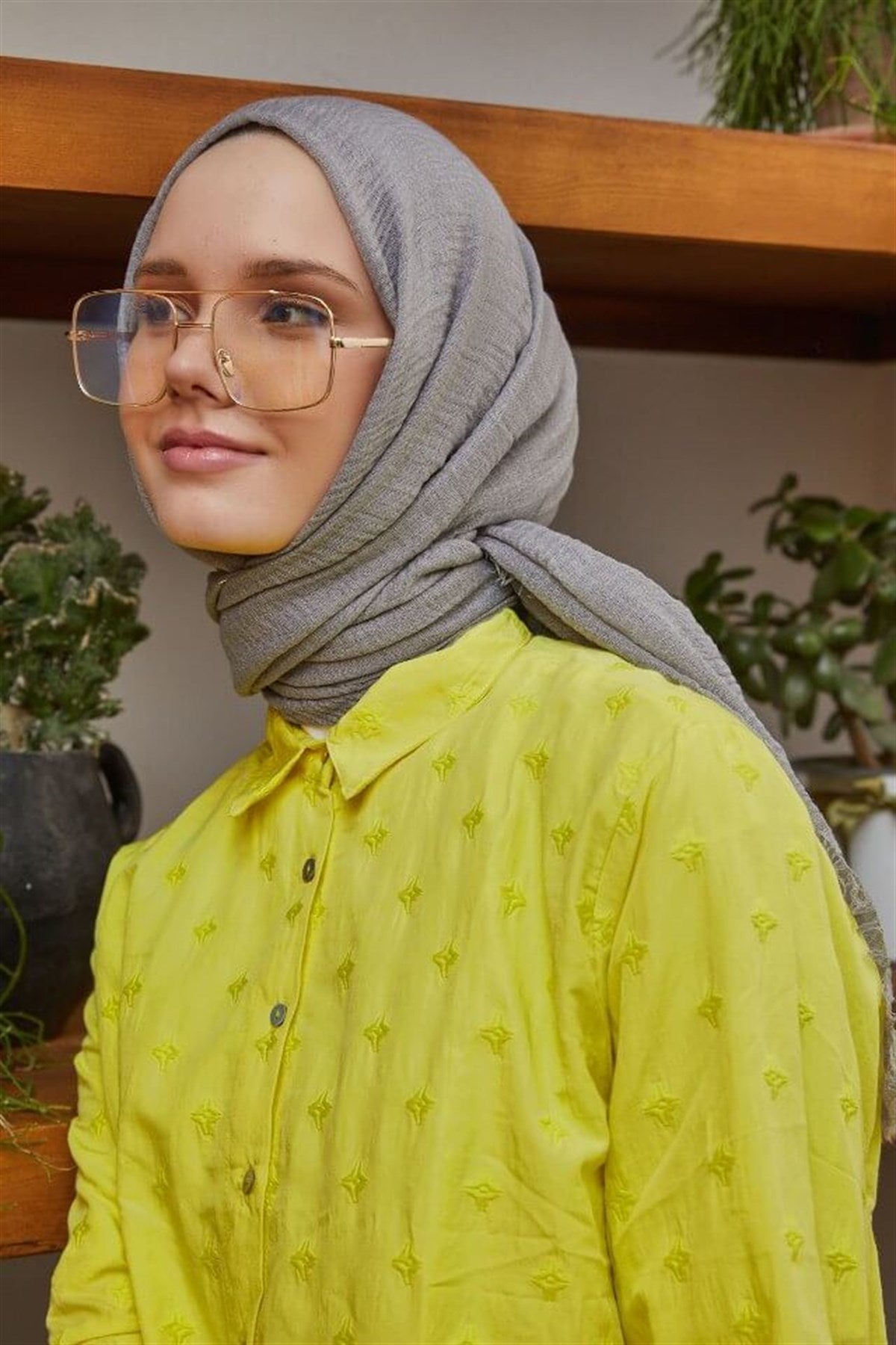 Organic Scarfs Bürümcük Şal Modeli - Gri