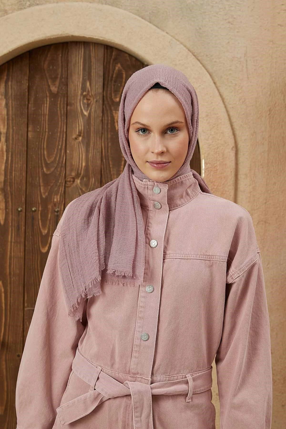 Organic Scarfs Bürümcük Şal Modeli - Soğuk Pembe - Organic ScarfsOrganic Scarfs