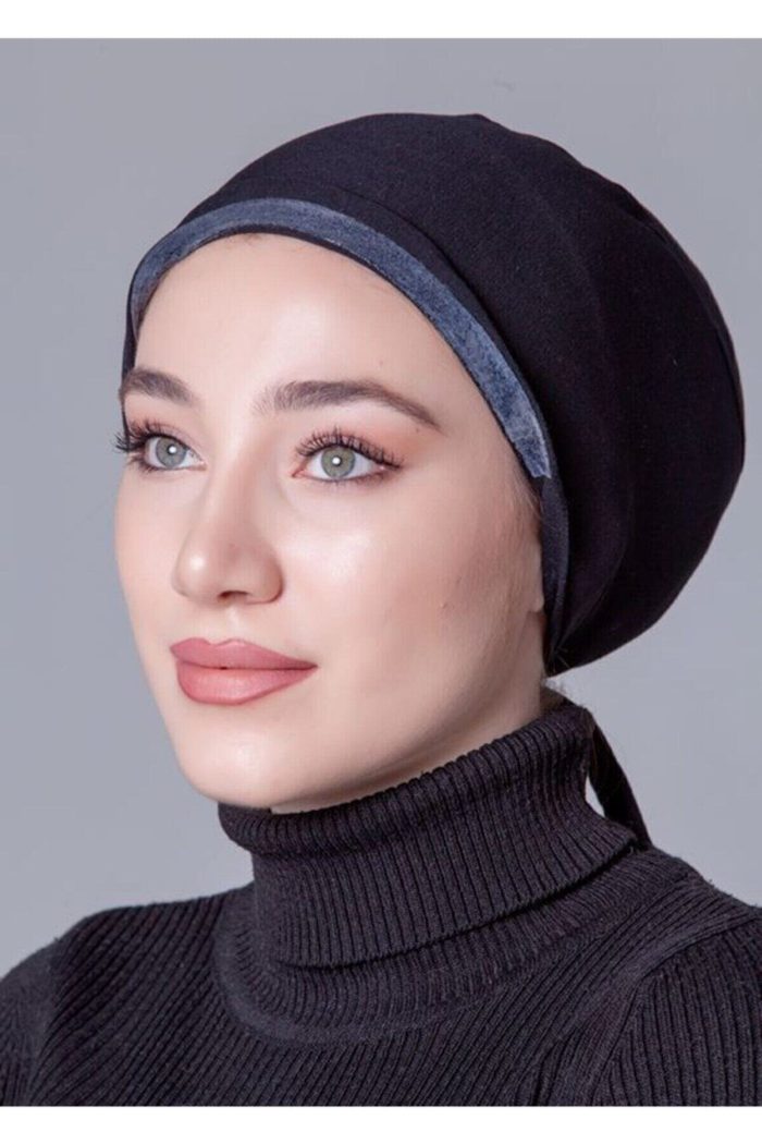 Organic Scarfs Kadın Siyah Likralı Kaymayan Bone