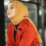 Organic Scarfs Pamuk Kraş Cazz Şal Modeli - Hardal