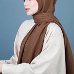 Organic Scarfs Pamuk Kraş Cazz Şal Modeli - Kahve