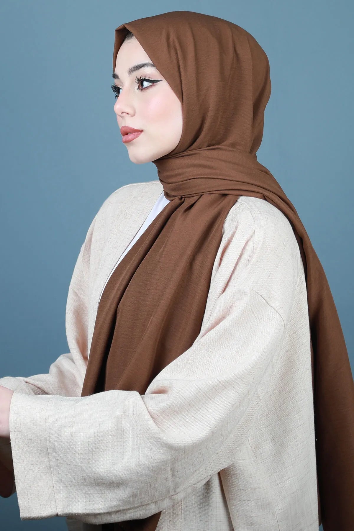 Organic Scarfs Pamuk Kraş Cazz Şal Modeli - Kahve - Organic ScarfsOrganic Scarfs