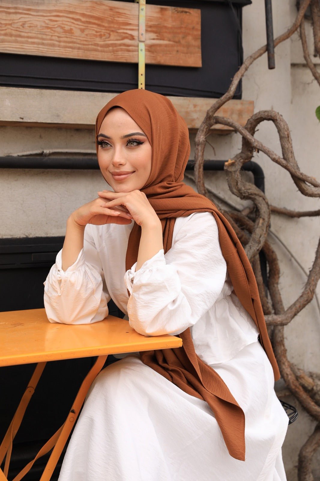 Organic Scarfs Pamuk Kraş Cazz Şal Modeli - Kızıl Kahve - Organic ScarfsOrganic Scarfs