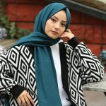 Organic Scarfs Pamuk Kraş Cazz Şal Modeli - Petrol