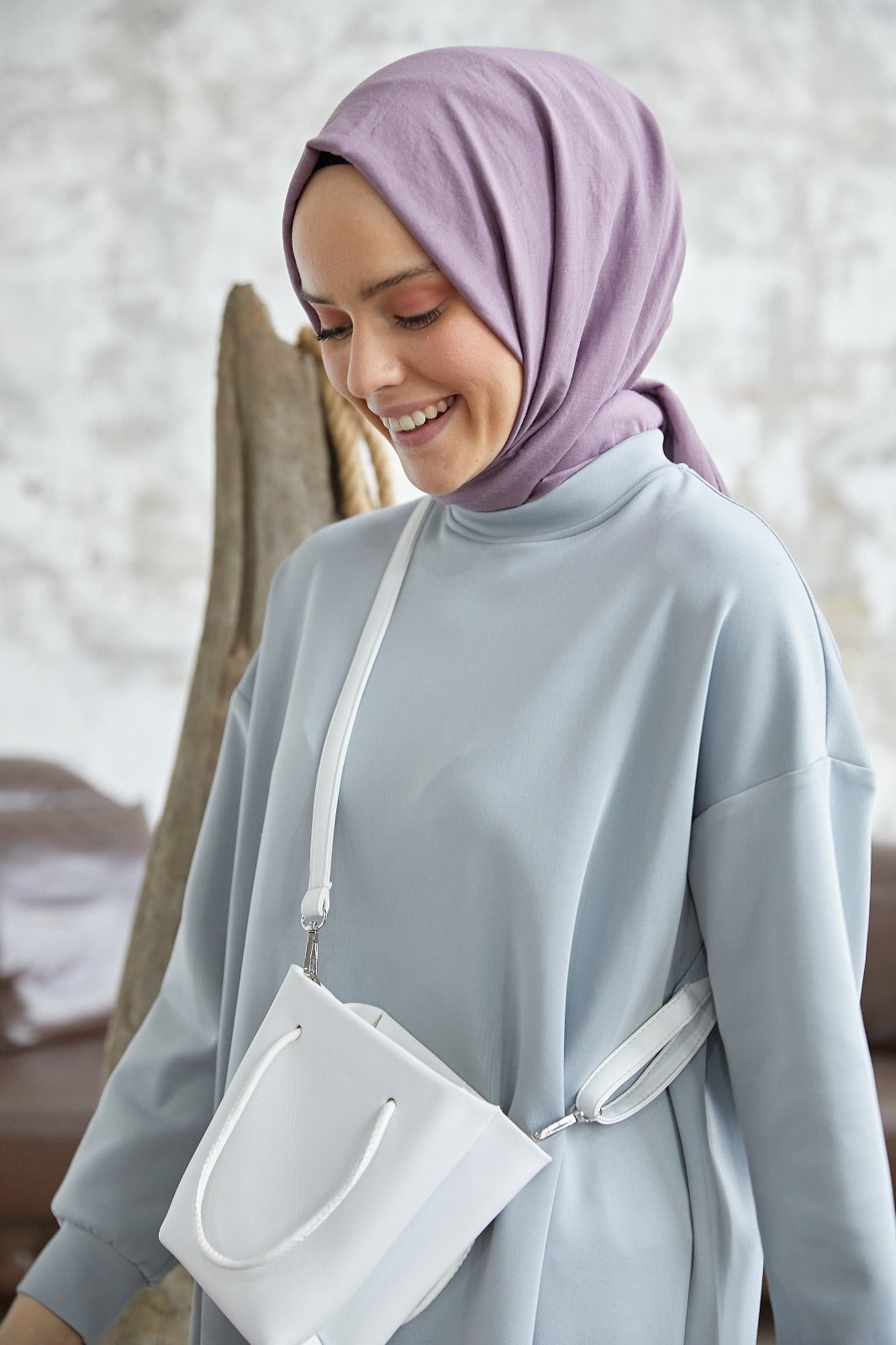 Organic Scarfs Pamuk Kraş Cazz Şal Modeli - Tozlu Eflatun - Organic ScarfsOrganic Scarfs