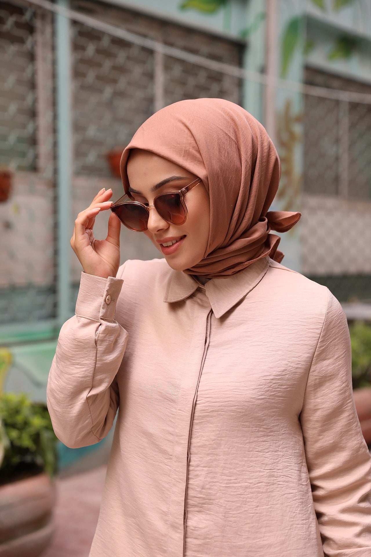 Organic Scarfs Pamuk Kraş Eşarp - Sütlü Kahve - Organic ScarfsOrganic Scarfs