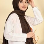 Organic Scarfs Tesettür Penye Şal Hijap Modeli - Acı Kahve