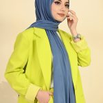 Organic Scarfs Tesettür Penye Şal Hijap Modeli - Açık İndigo