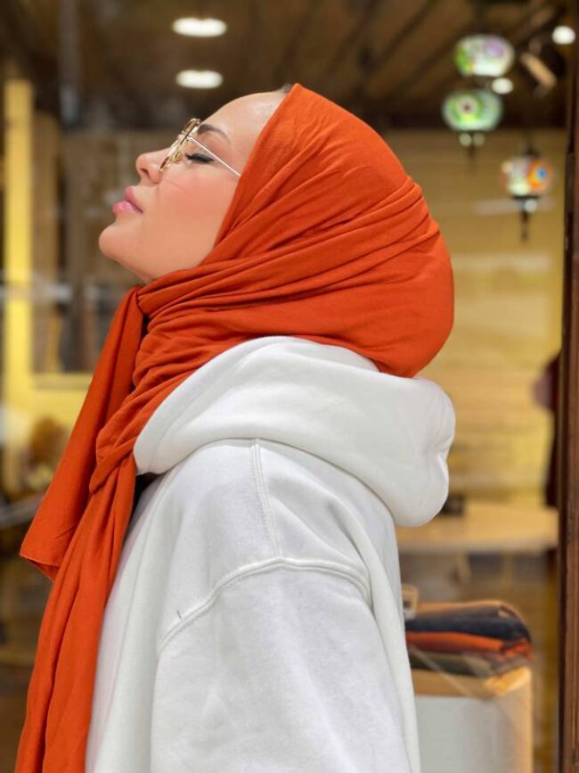 Organic Scarfs Tesettür Penye Şal Hijap Modeli - Açık Kiremit - Organic ScarfsOrganic Scarfs