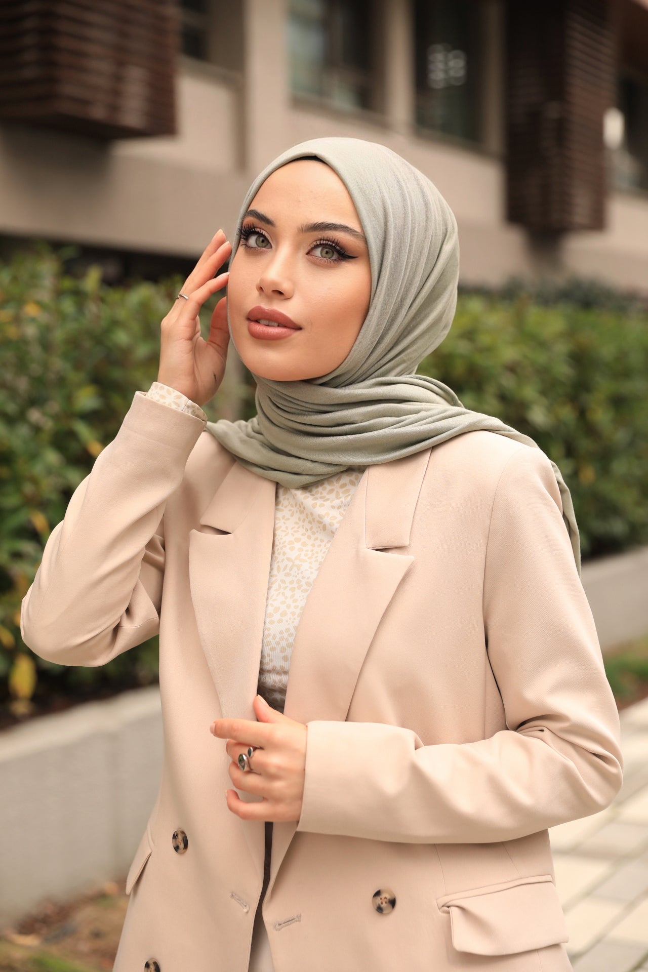 Organic Scarfs Tesettür Penye Şal Hijap Modeli - Açık Mercan - Organic ScarfsOrganic Scarfs