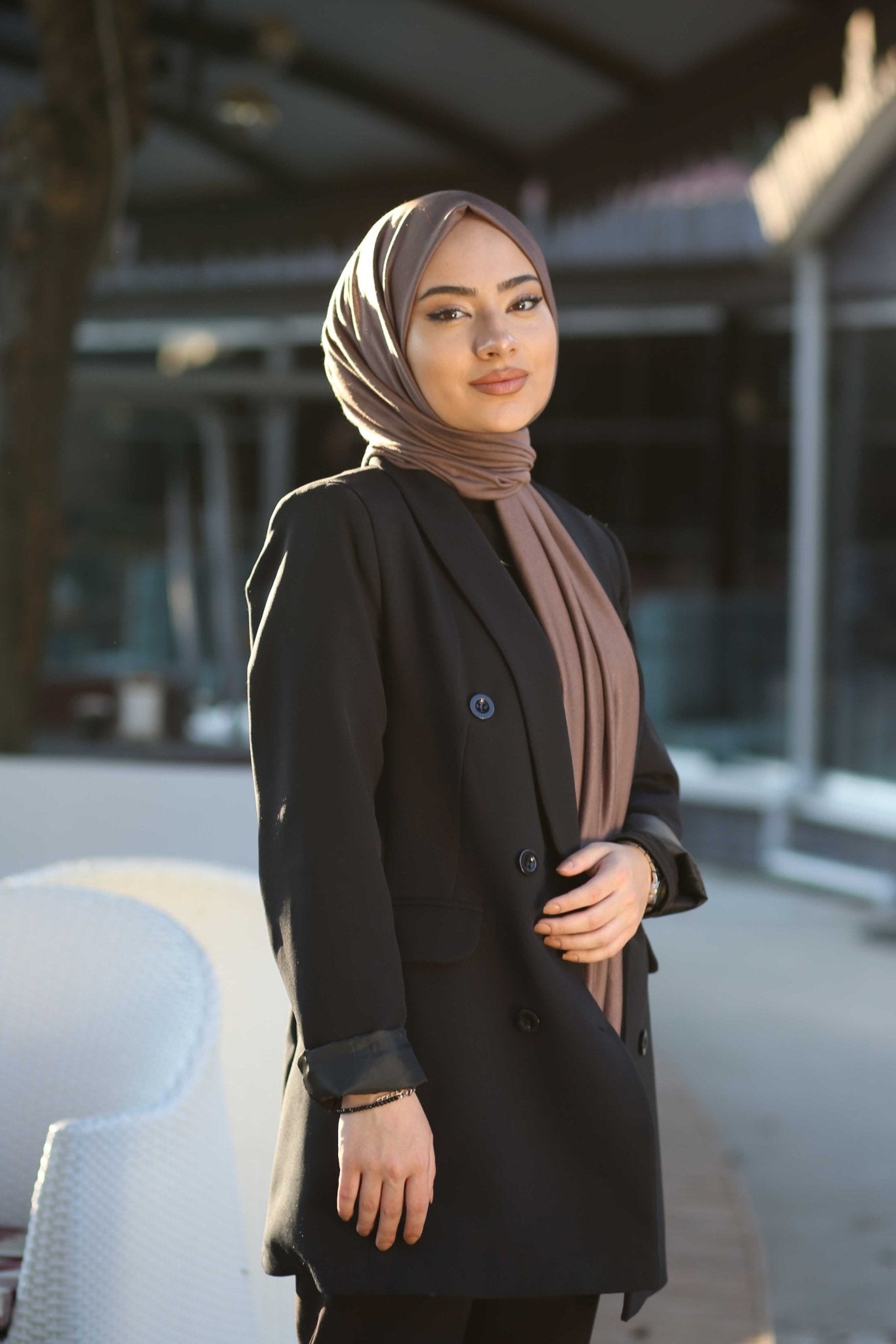 Organic Scarfs Tesettür Penye Şal Hijap Modeli - Ağaç Kabuğu - Organic ScarfsOrganic Scarfs