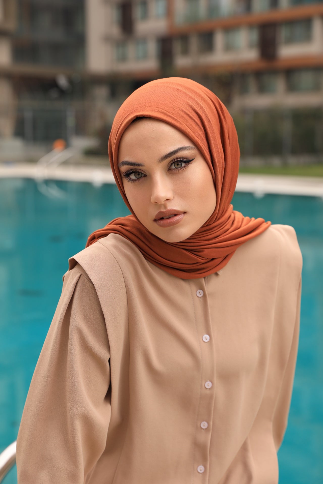 Organic Scarfs Tesettür Penye Şal Hijap Modeli - Bal Kabağı - Organic ScarfsOrganic Scarfs