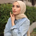 Organic Scarfs Tesettür Penye Şal Hijap Modeli - Açık Bej