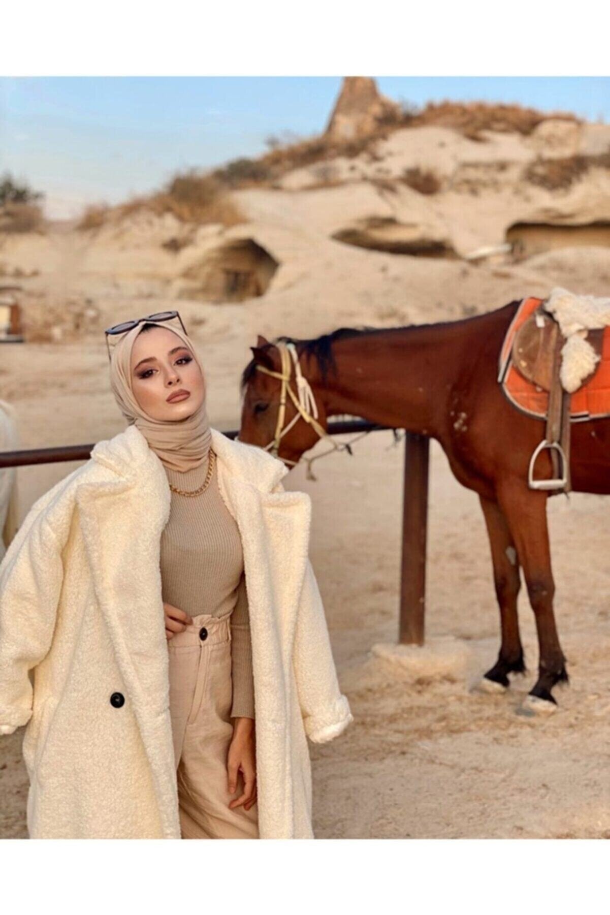 Organic Scarfs Tesettür Penye Şal Hijap Modeli - Bej - Organic ScarfsOrganic Scarfs