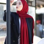 Organic Scarfs Tesettür Penye Şal Hijap Modeli - Bordo
