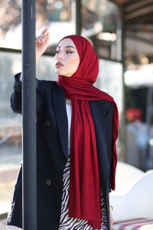 Organic Scarfs Tesettür Penye Şal Hijap Modeli - Bordo - Organic ScarfsOrganic Scarfs