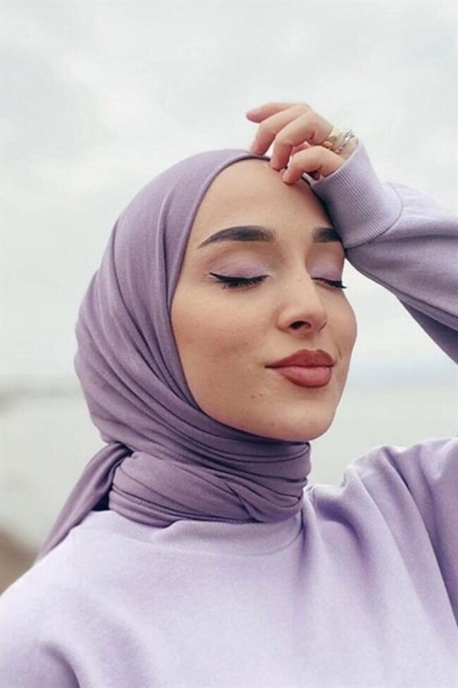 Organic Scarfs Tesettür Penye Şal Hijap Modeli - Eflatun - Organic ScarfsOrganic Scarfs