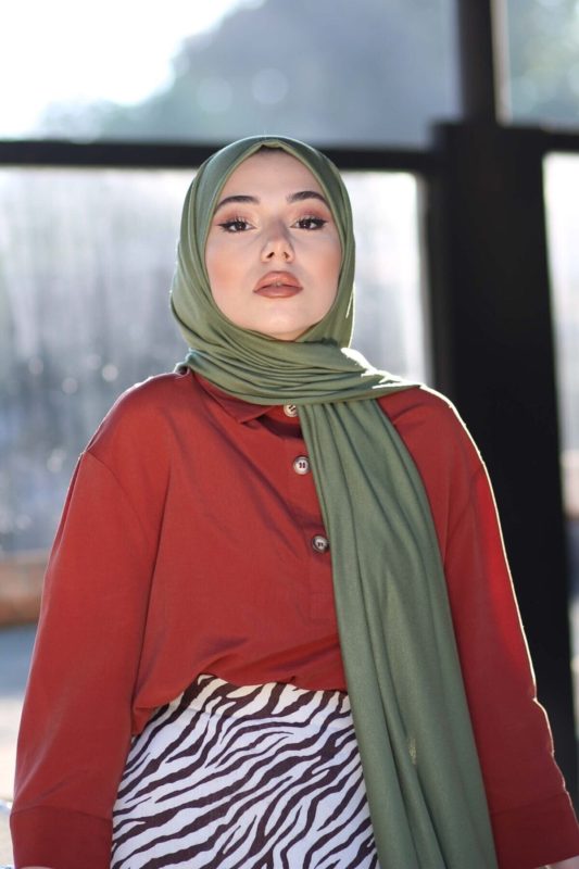 Organic Scarfs Tesettür Penye Şal Hijap Modeli - Haki - Organic ScarfsOrganic Scarfs