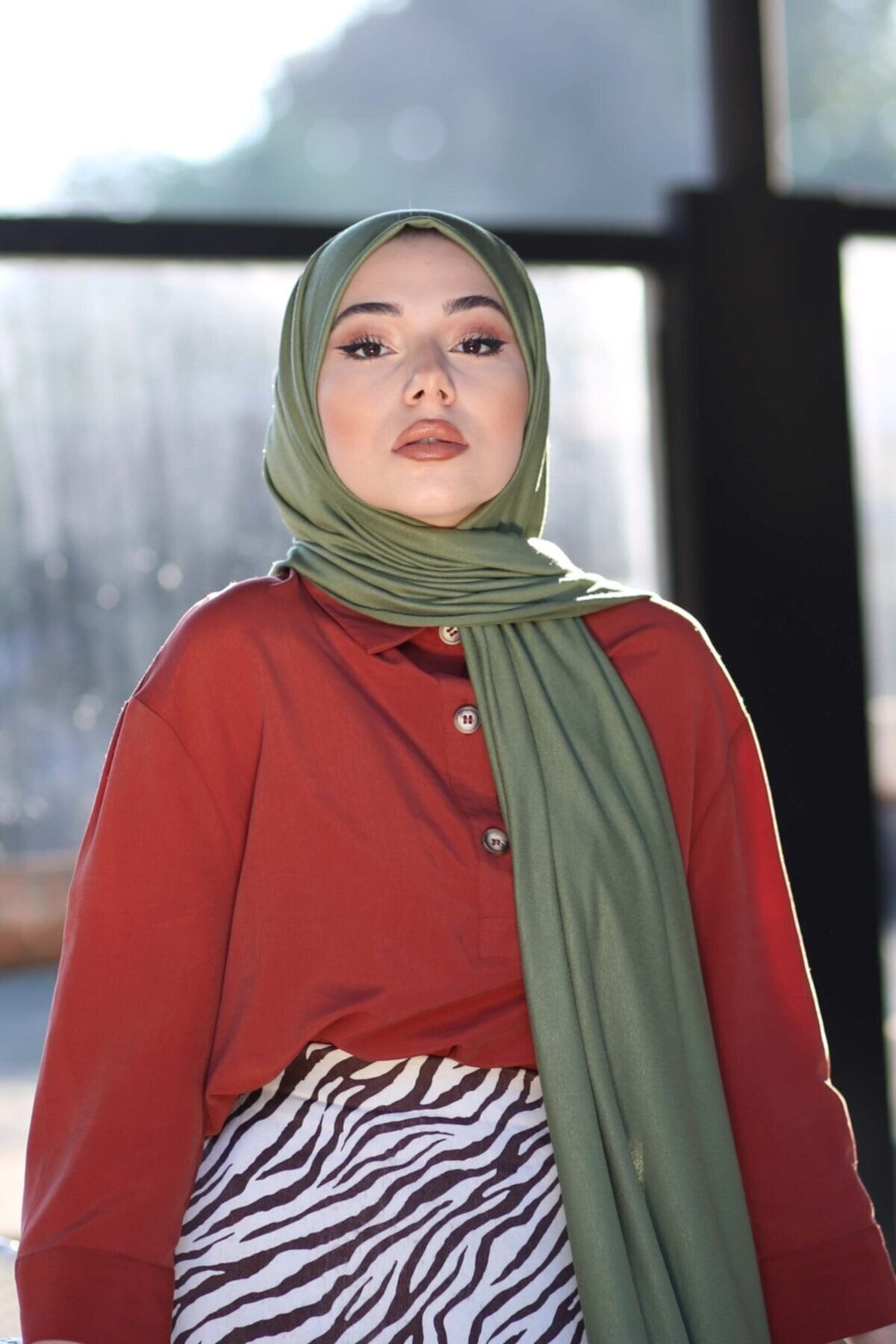 Organic Scarfs Tesettür Penye Şal Hijap Modeli - Haki - Organic ScarfsOrganic Scarfs