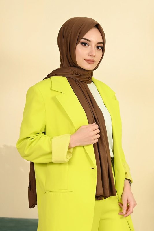 Organic Scarfs Tesettür Penye Şal Hijap Modeli - Kahve - Organic ScarfsOrganic Scarfs