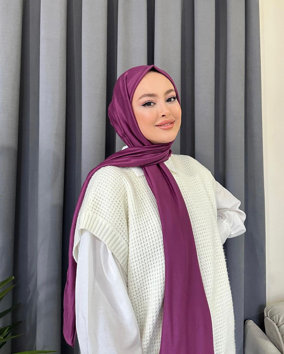 Organic Scarfs Tesettür Penye Şal Hijap Modeli - Mor - Organic ScarfsOrganic Scarfs