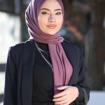 Organic Scarfs Tesettür Penye Şal Hijap Modeli - Mürdüm
