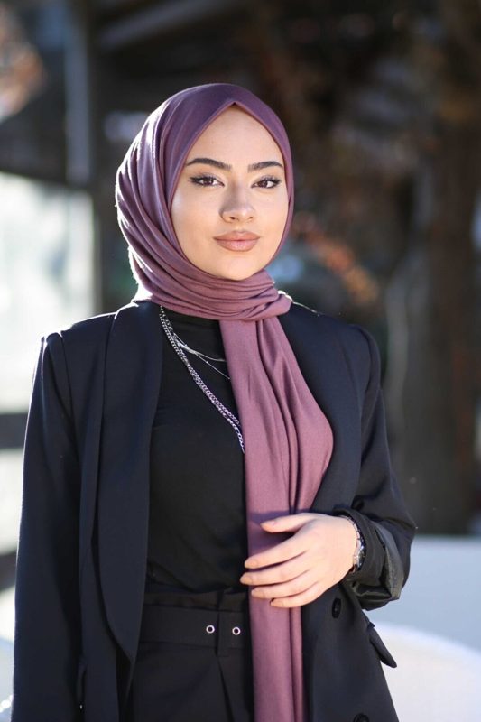 Organic Scarfs Tesettür Penye Şal Hijap Modeli - Mürdüm - Organic ScarfsOrganic Scarfs